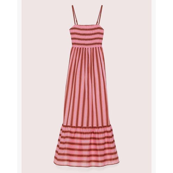 kate spade Dresses & Skirts - Kate Spade Maxi Dress Calais Stripe Smocked Pink Red $348 Womens M